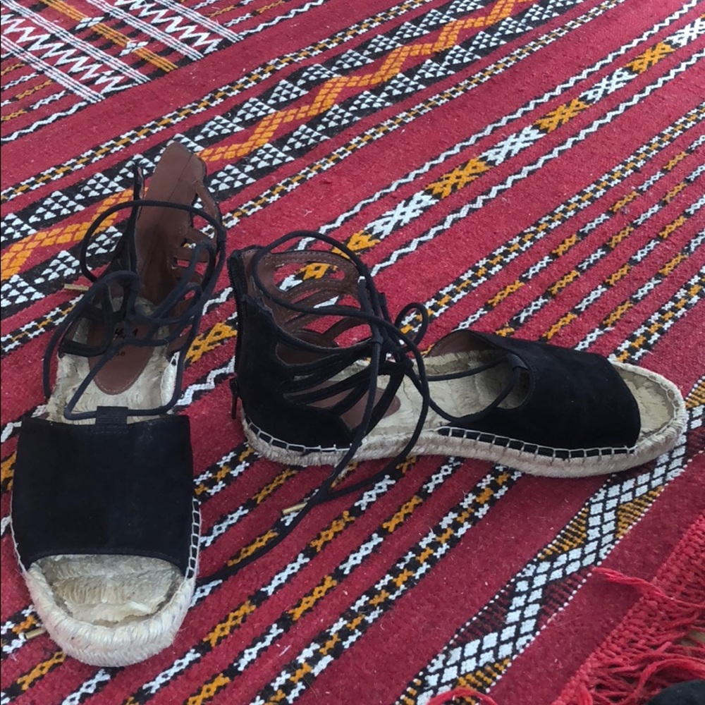 Lace-up open toe espadrille sandals